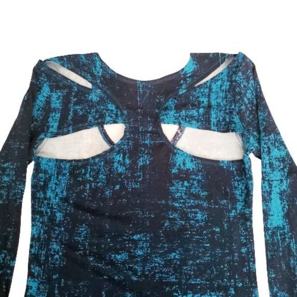 Hurley Women's Blue Artistic Print Atreyu Long Sleeve Bodycon Dress Size Small - Picture 4 of 13